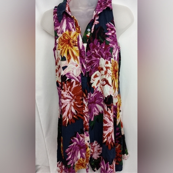 2/$30 Cupio Pink Orange Sleeveless Button Down Preppy Clueless Dress (#477) - Picture 10 of 11